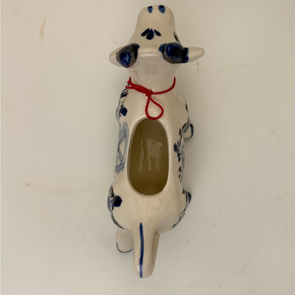 Charming Vintage Hand-painted  Delft Holland Blue and White Ceramic Cow Creamer - Picture 8 of 14